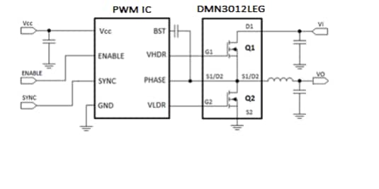 应用电路图 - Diodes Incorporated DMN3012LEG MOSFET